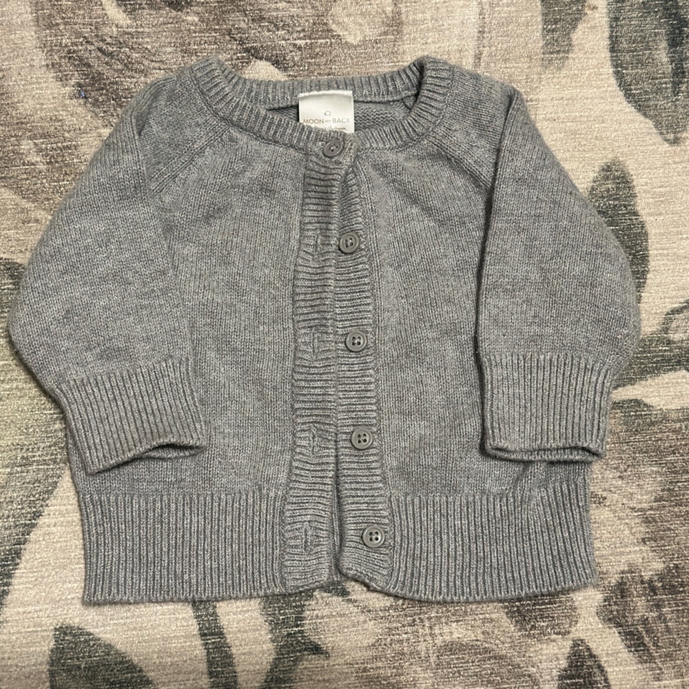 Hanna Andersson Gray cotton Button-Up Cardigan 3-6 months
